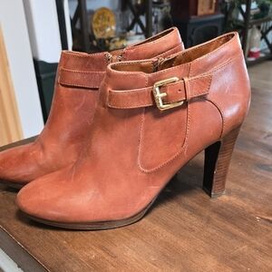 Ralph Lauren Maleah Stacked Heel Bootie Womens Size 9.5 Leather